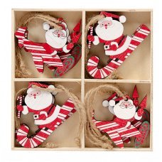 Χριστουγεννιάτικος Ξύλινος Άγιος Βασίλης σε Έλκυθρο - Σετ 8 Τεμ. (6cm)